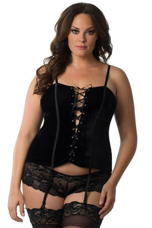 Plus Seductive Velvet Corset - LingerieDiva