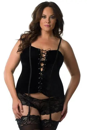 Plus Seductive Velvet Corset - LingerieDiva