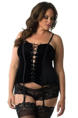 Plus Seductive Velvet Corset - LingerieDiva