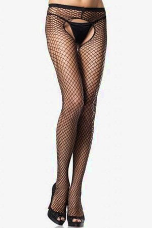 Black Industrial Net Crotchless Pantyhose