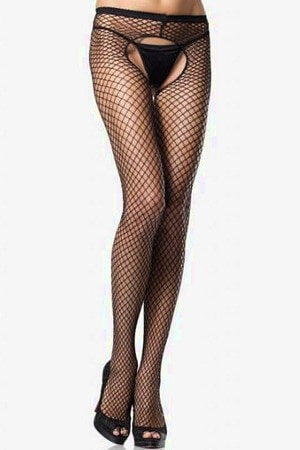 Black Industrial Net Crotchless Pantyhose