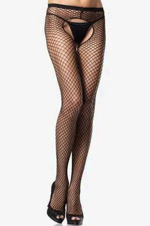 Black Industrial Net Crotchless Pantyhose Leg Avenue