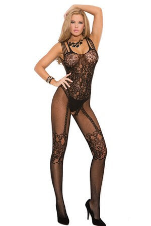 Queen Fishnet Fancy Bodystocking - LingerieDiva