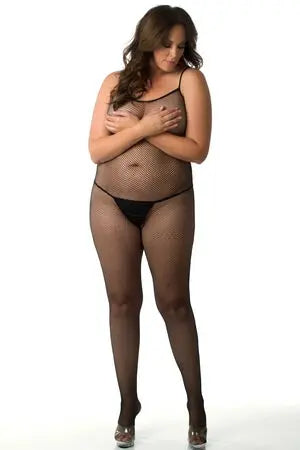 Plus Small Talk Crotchless Bodystocking - LingerieDiva