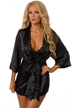 Black Midnight Romance Robe Set - LingerieDiva