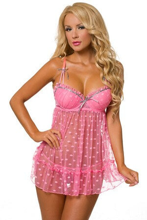 Pink Trend Spotting Babydoll Set - LingerieDiva