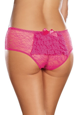 Hot Pink Crotchless Lace Diva Panty - LingerieDiva