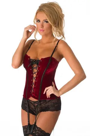 Seductive Red Velvet Corset - LingerieDiva