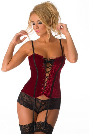 Seductive Red Velvet Corset - LingerieDiva