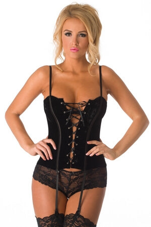 Seductive Black Velvet Corset - LingerieDiva