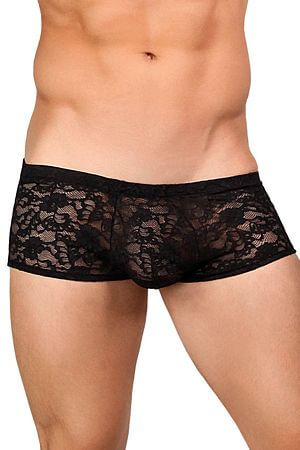 Black Stretch Lace Mini Short - LingerieDiva