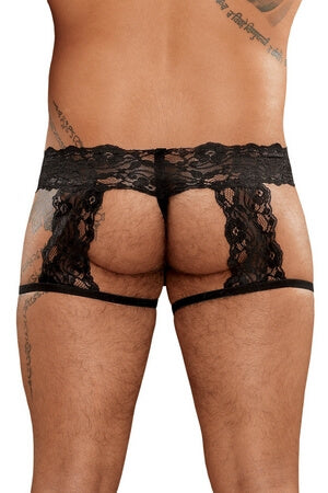 Lace G-String Garter Short - LingerieDiva