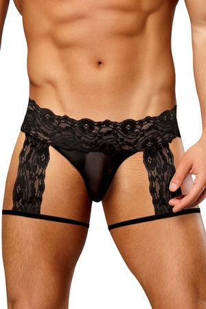 Lace G-String Garter Short - LingerieDiva