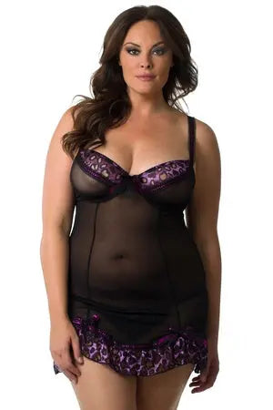 Plus Pleated Ribbon Chemise - LingerieDiva