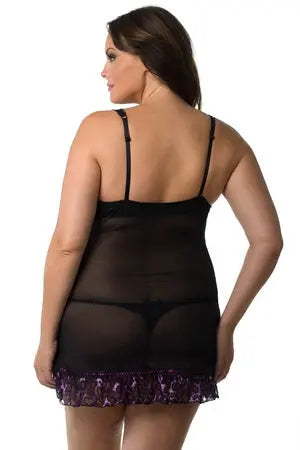 Plus Pleated Ribbon Chemise - LingerieDiva