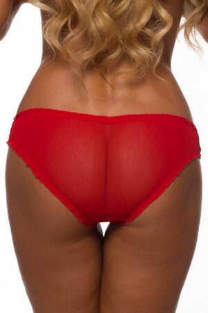 Red Ruched Rene Ruffle Panty - LingerieDiva