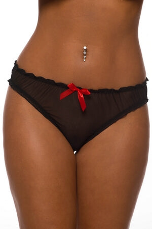 Black Ruched Rene Ruffle Panty - LingerieDiva