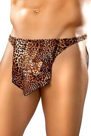 Leopard Print Thong With Loin Cloth - LingerieDiva