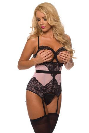 Blushing Beauty Open Cup Bustier - LingerieDiva