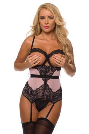 Blushing Beauty Open Cup Bustier - LingerieDiva