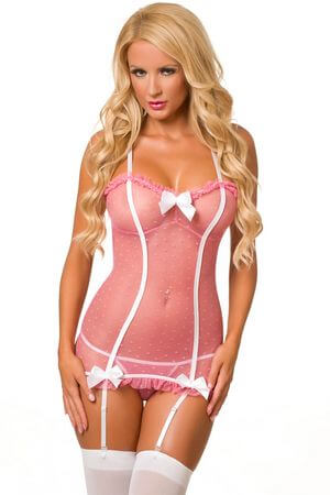 Passionate Pink Mesh Chemise - LingerieDiva