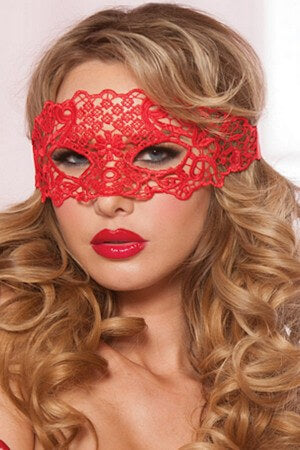 Red Galloon Lace Eye Mask - LingerieDiva
