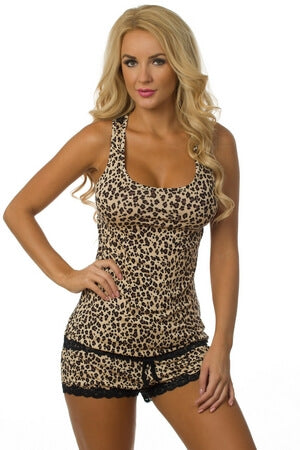 Leopard Lace Short PJ - LingerieDiva