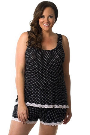 Plus Dotted Short PJ - LingerieDiva