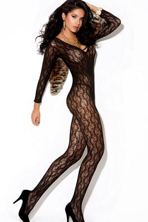 Long Sleeve Lace Bodystocking - LingerieDiva