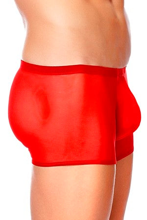 Men's Red Mesh Pouch Shorts - LingerieDiva