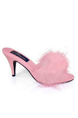 Pink Satin Maribou Slippers - LingerieDiva