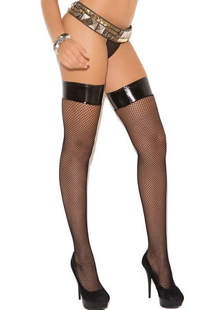 Sexy Fishnet Thigh High wit Vinyl Top - LingerieDiva