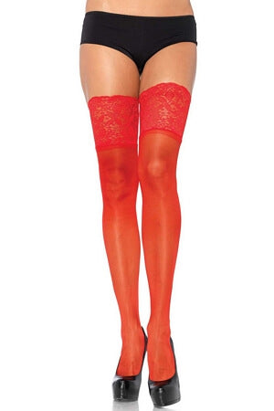 Red Sheer Lace Top Stay Up Plus Thigh High