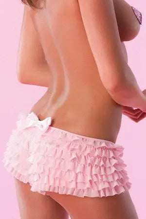 Pink Ruffle Boy Shorts W/ Bow Velvet Kitten