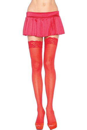 Sheer Red Lace Top Thigh High