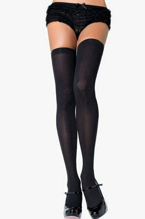 Black Opaque Nylon Thigh Highs