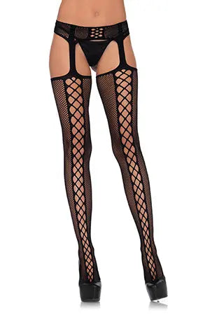 Dual Net Garter Stockings Leg Avenue