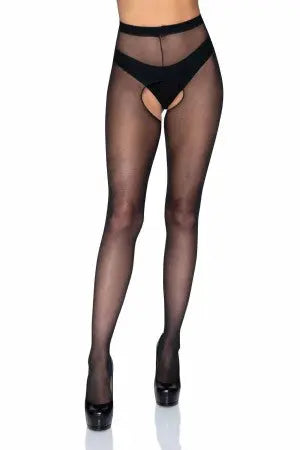 Plus Mercedes Sheer Crotchless Pantyhose Leg Avenue