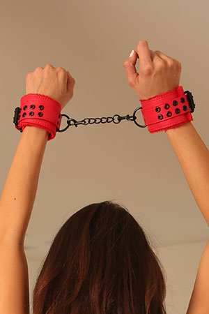 Red Faux Leather Wrist Restraints