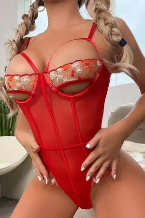 Unstoppable Floral Mesh Red Teddy Velvet Kitten