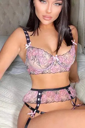 Sheerly There Floral Bra Set Velvet Kitten