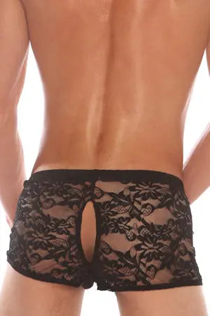 Black Men&#39;s Crotchless Lace Briefs Velvet Kitten