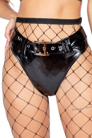 Two Piece Latex High-Waisted Shorts with Belt