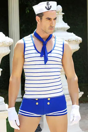 Men's Sexy Sailor Costume Velvet Kitten