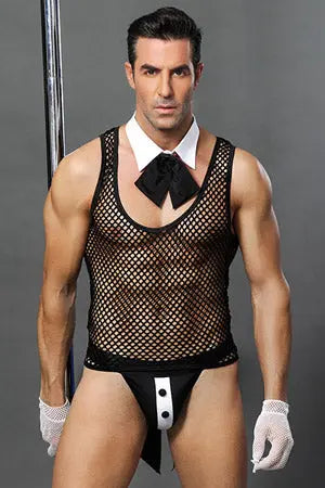 Men's Fishnet Tuxedo Velvet Kitten