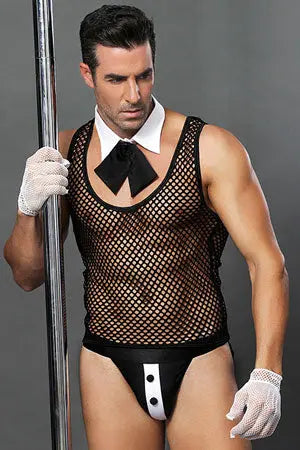 Men's Fishnet Tuxedo Velvet Kitten