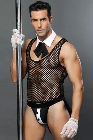 Men&#39;s Fishnet Tuxedo Velvet Kitten