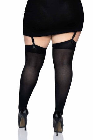 Black Opaque Nylon Thigh Highs