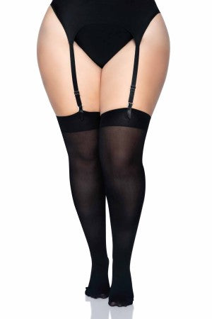 Black Opaque Nylon Thigh Highs