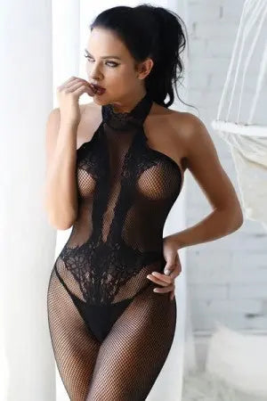 Delicate Lace Choker Neck Bodystocking Yelete
